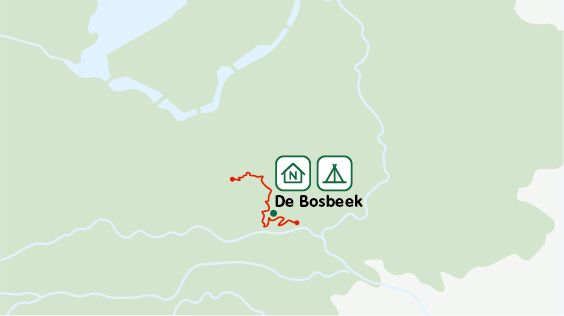 Bosbeek trektocht op een kaart van Nederland