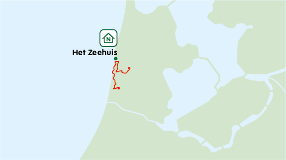 Zeehuis trektocht op een kaart van Nederland